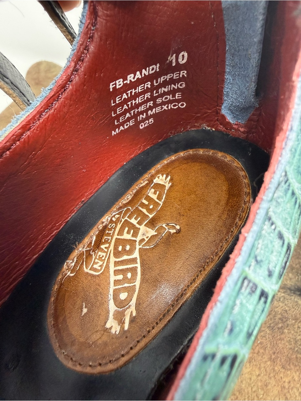 EUC freebird Teal Croc-Embossed Ankle-Strap Heels sz 10 (EDLNKI) - Picture 8 of 8